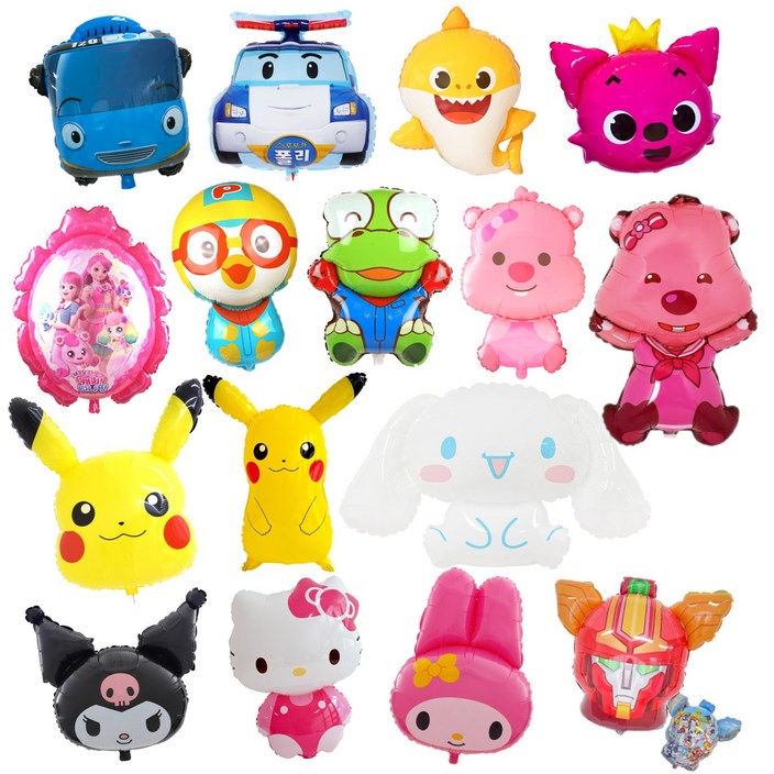 쏙쏙마켓 캐릭터 슈퍼쉐입 은박풍선 생일파티용품 16종, 1개, 핑크퐁