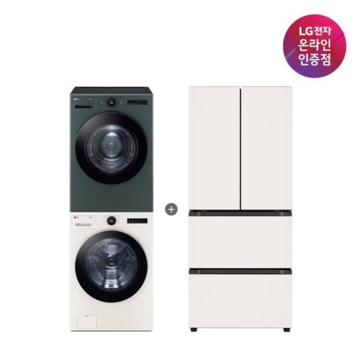 (LG전자) (세트상품) TROMM 오브제컬렉션세탁기건조기+DIOS 오브제컬렉션김치톡톡 402L 4도어(스탠드형/오브제컬렉션베이지) (FX24ENE-GNG+Z408MEEF23)