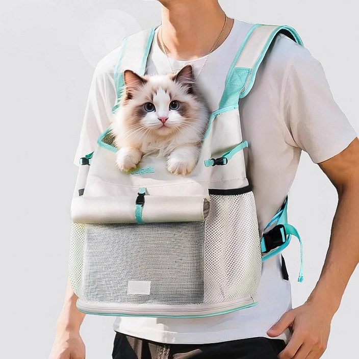 VERTEX 반려동물 프론트 이동가방 강아지 고양이 외출 앞가방, 1개, 화이트