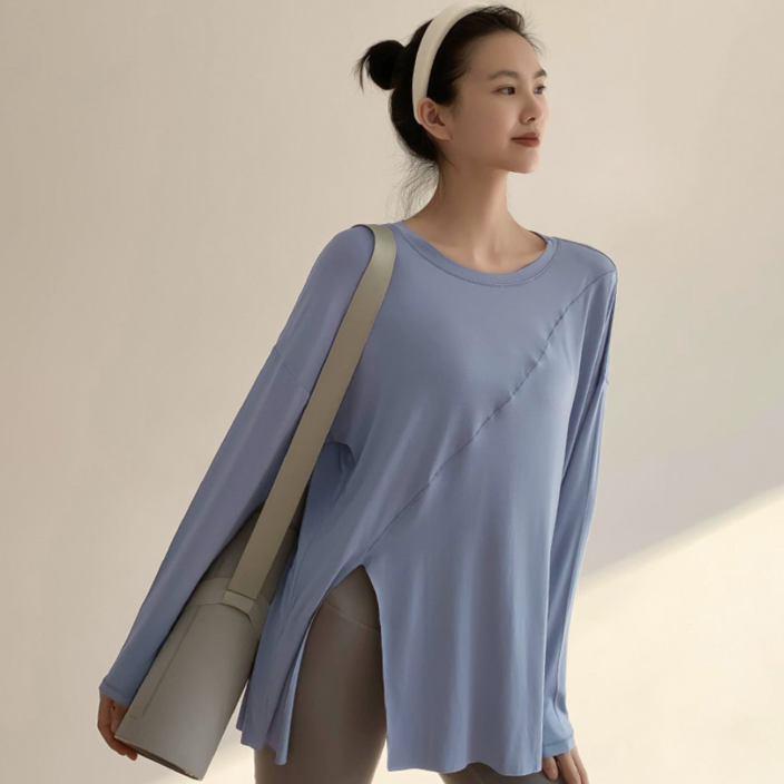 스판덱스 요가복 필라테스복 상의 오버핏 긴팔 티셔츠 4colors