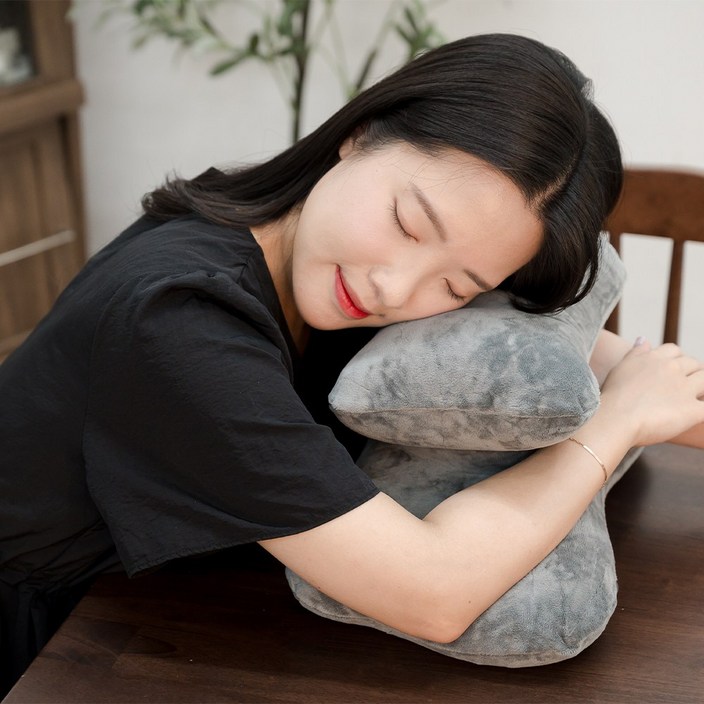 투바이젠 팽창식 엎드려자는 낮잠 베개 사무실 책상베개, 1개, 그레이