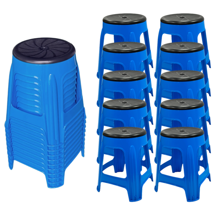 [나코] 플라스틱 회전의자 간이 야외용 보조의자 편의점의자 포장마차 행사용, 스카이블루, 10개