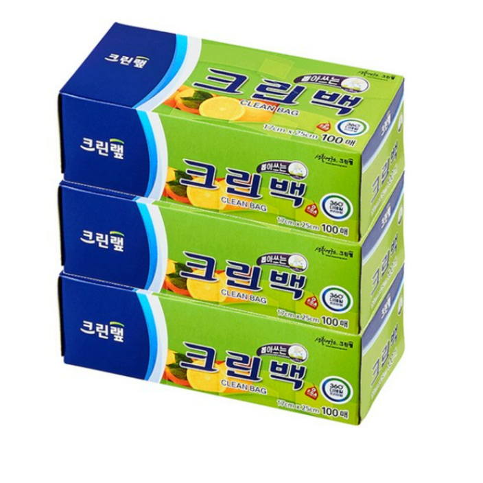 크린랲 뽑아쓰는 크린백 대 30 cm x 45 cm, 미니(XS), 100개, 3개