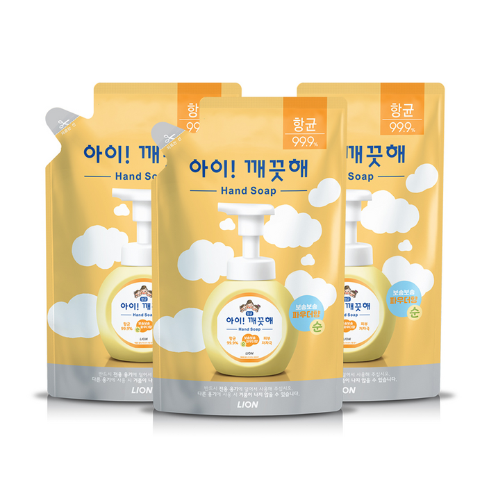 아이깨끗해 순 폼 핸드 솝 파우더향, 450ml, 3개