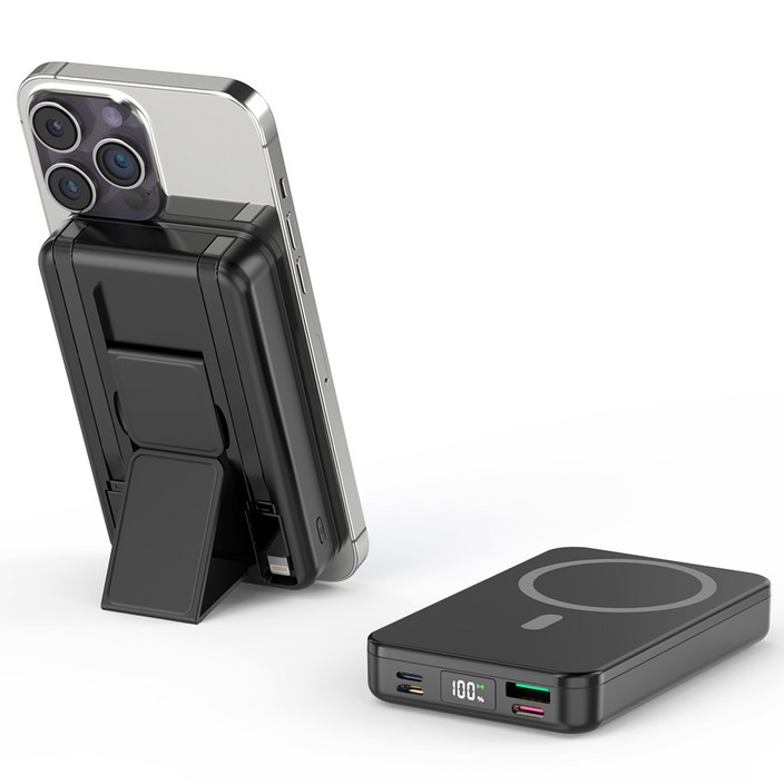 THOUSTA 맥세이프 호환 보조배터리 20000mAh 22.5W PD QC3.0 대용량 무선 고속충전 일체형 휴대용충전기, 1개, 블랙 THOUSTA 맥세이프 호환 보조배터리 20000mAh 22.5W PD QC3.0 대용량 무선 고속충전 일체형 휴대용충전기, 1개, 블랙