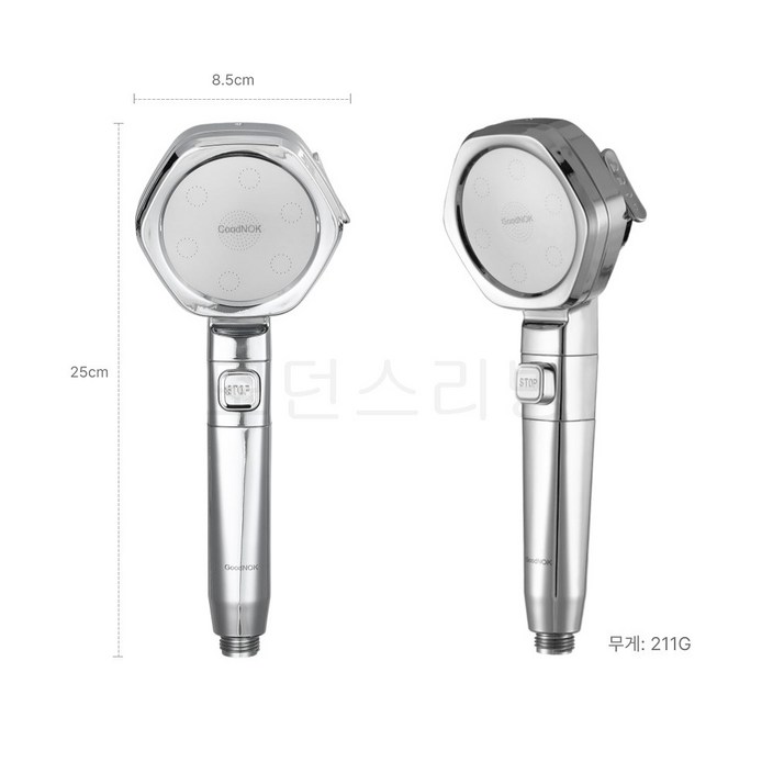 굿노크 파워수압 샤워기 헤드 육각 절수 원터치 4단모드 필터포함