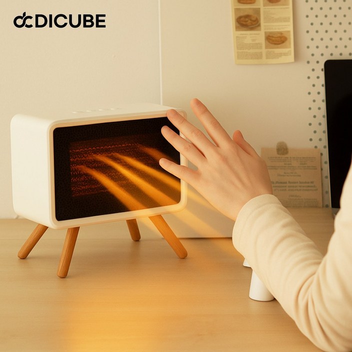 TV 디자인 탁상용 온풍기 PTC히터 절전모드 자동OFF 타이머 감성 미니난로