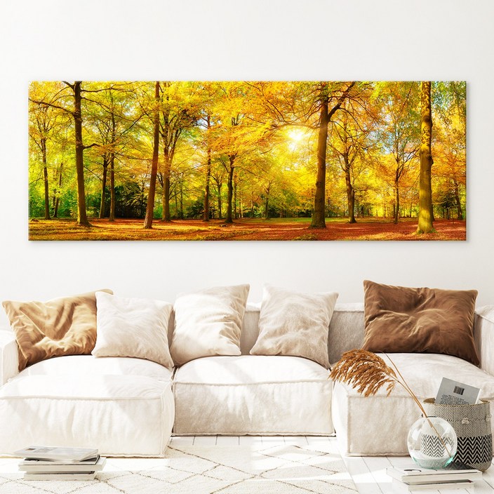 돈들어오는 화사한 자작나무 캔버스 액자 풍수 거실 인테리어 그림 더아트컴퍼니, 3. 가을 숲 와이드