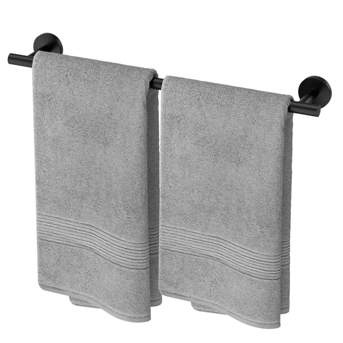 USHOWER 스테인리스 욕실 수건걸이 벽걸이형 타월 바, 모던 인테리어 수건걸이 거치대 61cm, 1개, 블랙
