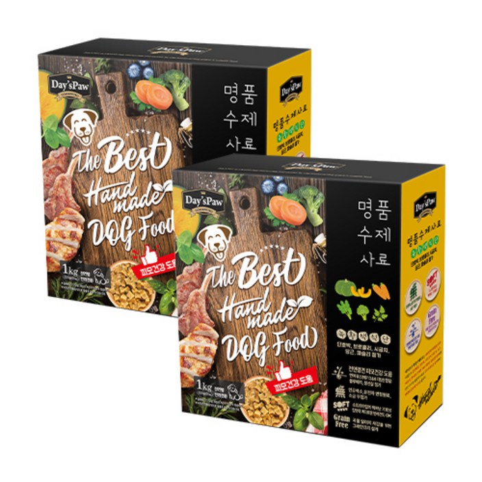 소유스 데이스포 명품 수제 녹황색식단 연어 피부건강 강아지 습식 사료 1kg, 2개, 1kg, 녹황색식단