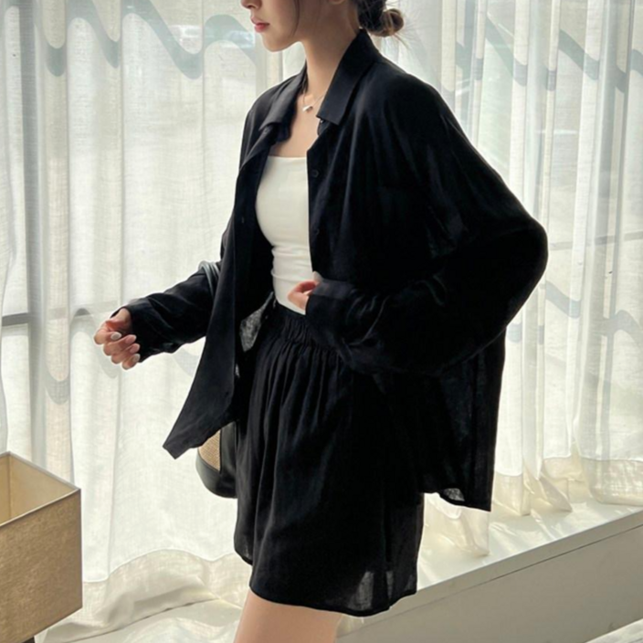 뉴데이 여성 캐주얼 셔츠 반바지 셋업