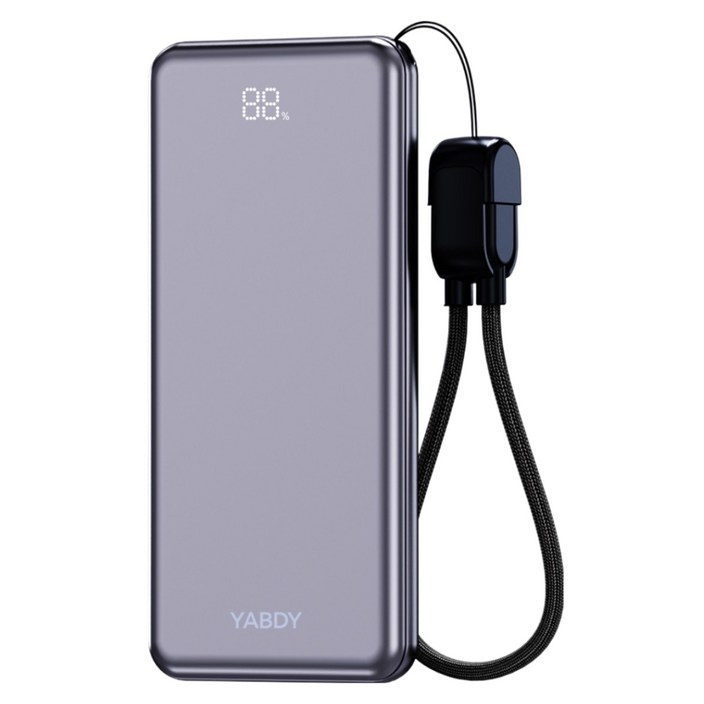 얍디 기내용 보조배터리 고속충전 초경량 초소형 여행용 미니 대용량 5000mAh PD 20W 잔량표시+C타입 케이블 한국 미국 유럽 인증 KC인증완료 기내반입 가능