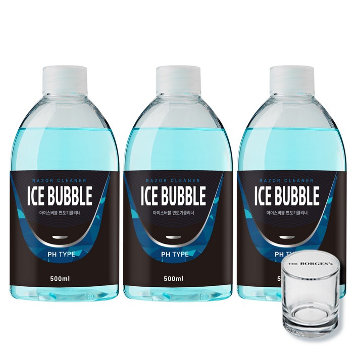 아이스버블 면도기클리너 세정액 PH타입 500ml x 3p  세척용 유리컵, 단일상품, 단일색상