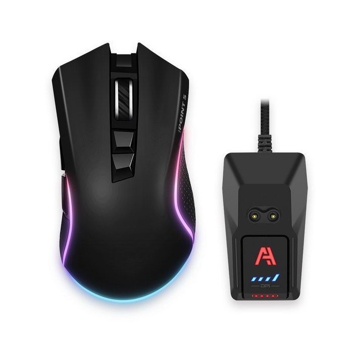 에이투 포인트5 게이밍 충전형 사무용 RGB 모드 7버튼 유무선 마우스 ATWO POINT 5, ATWO POINT 5, 블랙