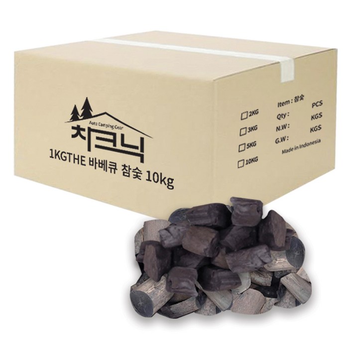 1KGTHE 캠핑용 바비큐 참숯, 10kg, 1개
