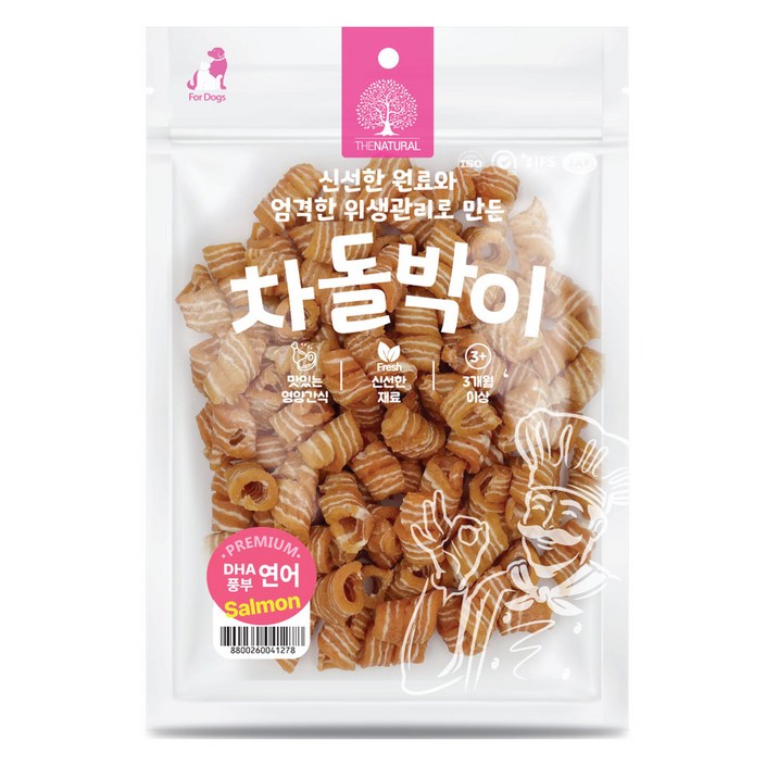 더내추럴 강아지 차돌박이 스테이크 간식, 연어, 500g, 1개