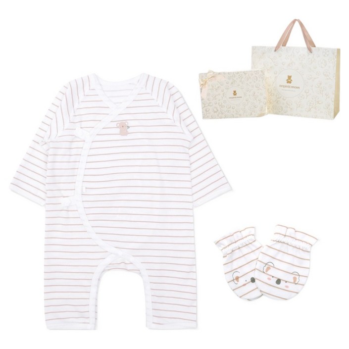 오가닉맘 잰시 배내가운 손싸개  기프트백 세트 MIFNBW17  쇼핑백