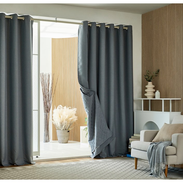 모던하우스 ON 뉴포시즌 패딩 탈부착 3중방한 3도씨 커튼, 블루그레이