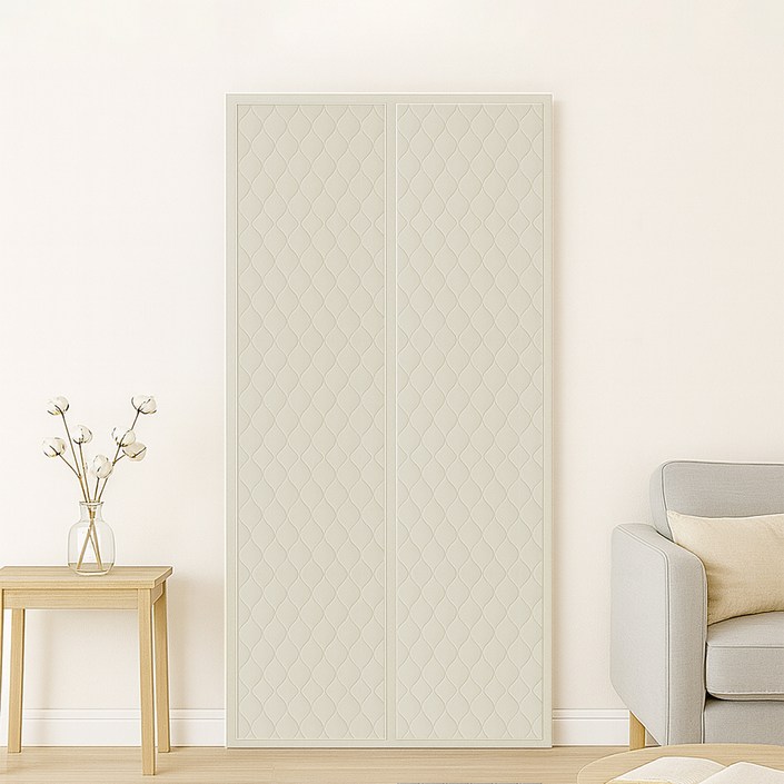 한일 자석양문형 방수코팅 방풍비닐 엠보싱 방한 방풍막 크림베이지