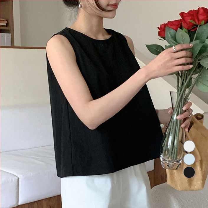 아피나르 여성용 바스락 오픈백 민소매 블라우스