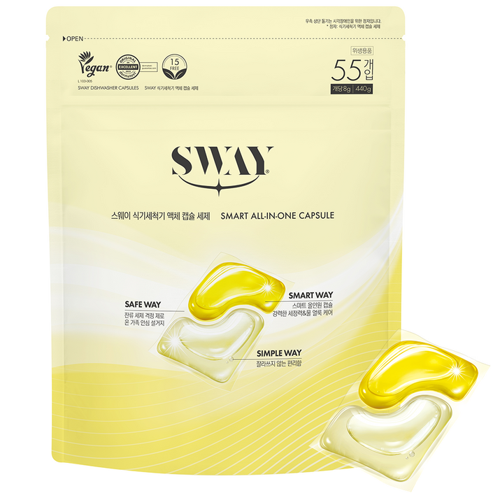 스웨이 식기세척기세제 올인원 액체캡슐 55개입, 440g, 1개