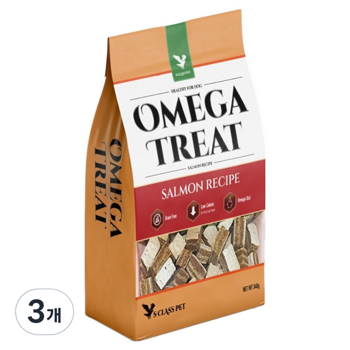 에스클래스펫 강아지 오메가트릿, 340g, 3개, 연어