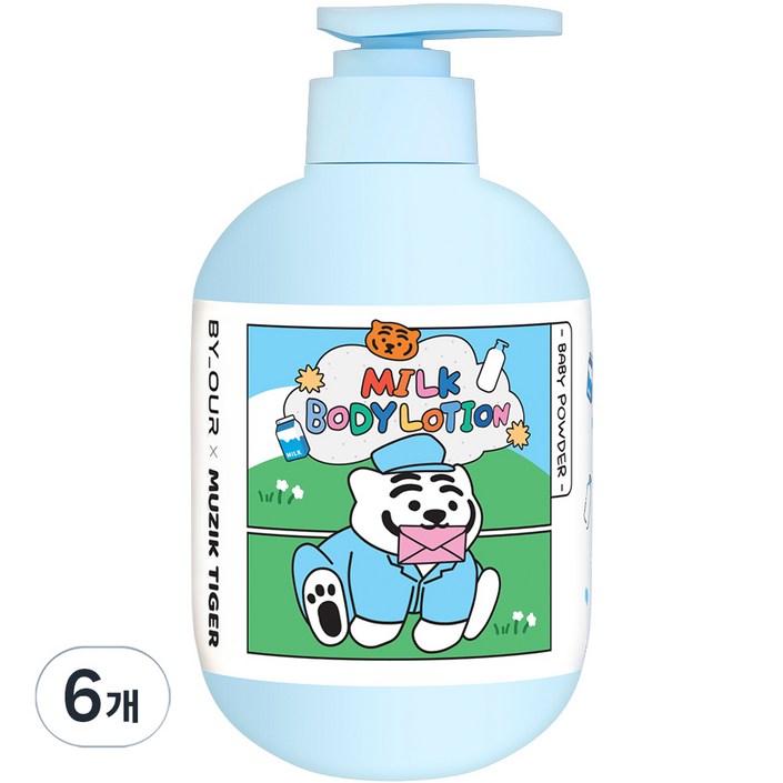 바이아우어 무직타이거 밀크 퍼퓸 보습 바디로션 베이비파우더향, 500ml, 6개