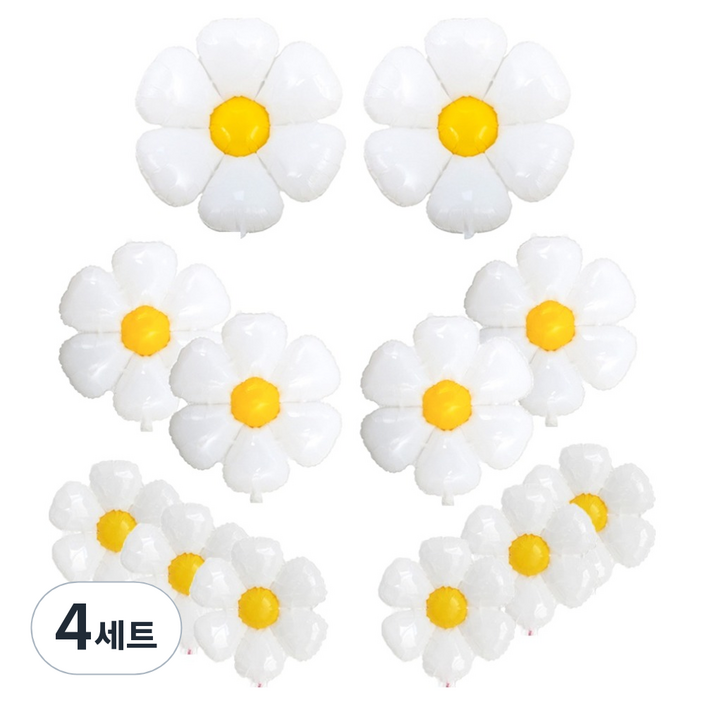 코히모 데이지 꽃 파티 풍선 대형 2p + 중형 4p + 소형 6p 세트, 4세트, 혼합색상