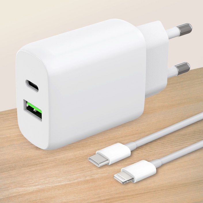 모잇 25W PD PPS3.0 초고속 충전기  애플 아이폰 호환 C to 8핀 라이트닝 케이블 1.3m, 화이트, 1개