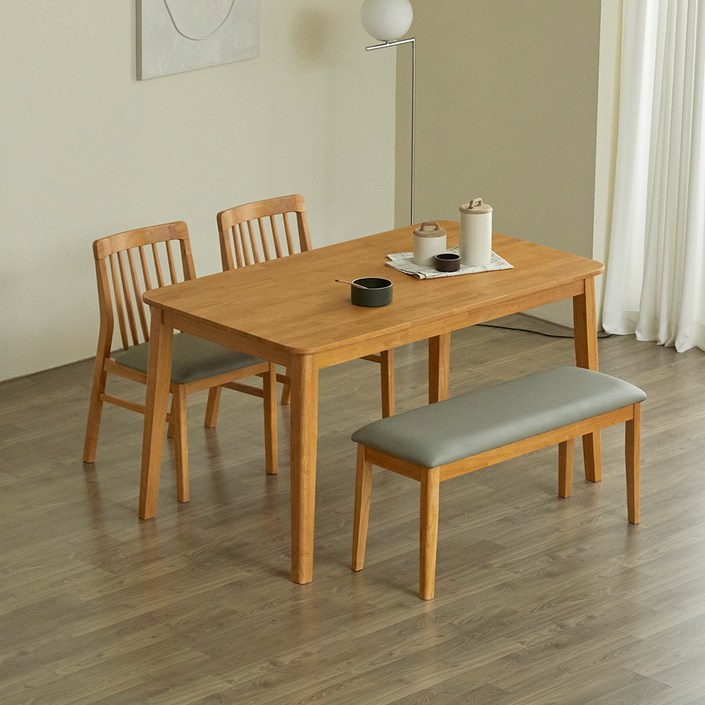 파로마 솔로르 원목식탁 1400  벤치 의자세트 4인용 방문설치