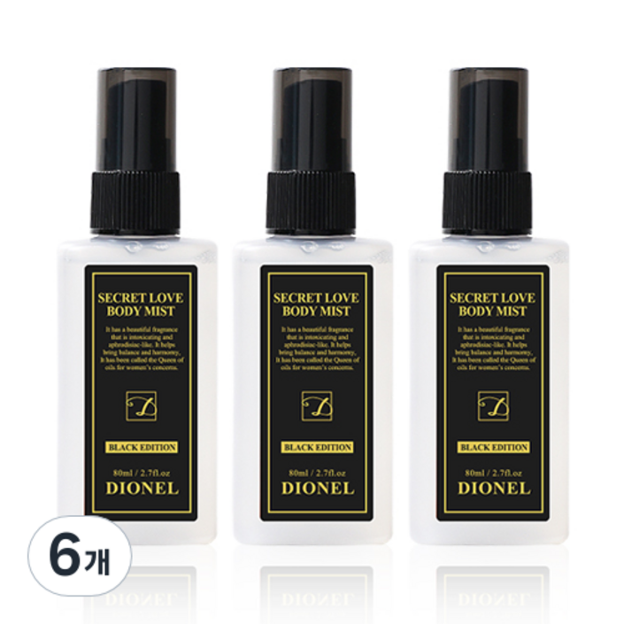 디오넬 시크릿러브 바디미스트 블랙에디션, 6개, 80ml