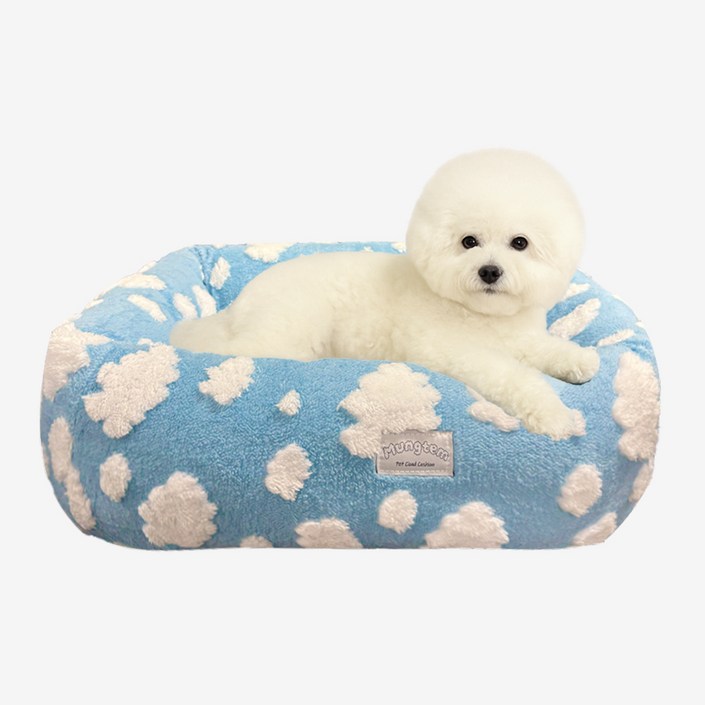 멍템 강아지 쿠션 방석 사각, 구름, 1개