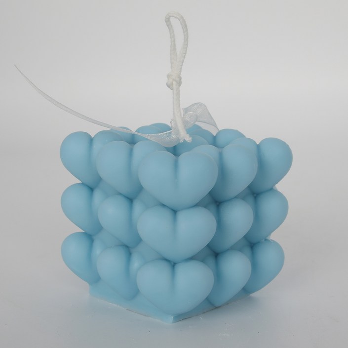 제이블룸 라에아 하트 버블 오브제 캔들 블루, 160g, 2개, 스너글 블루 스파클