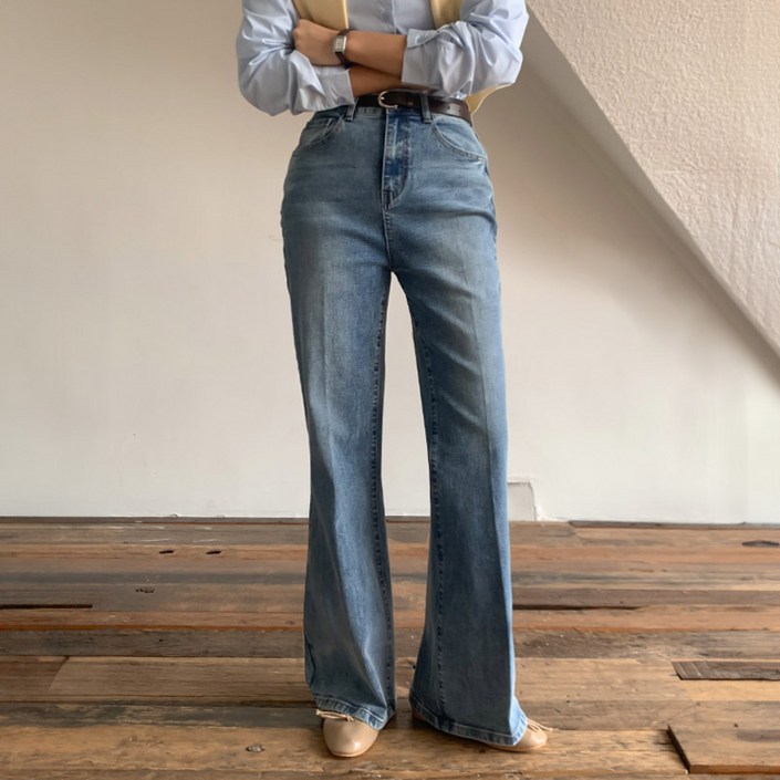 니썸 여성용 롱/미들 기장 세인트 플레어 데님