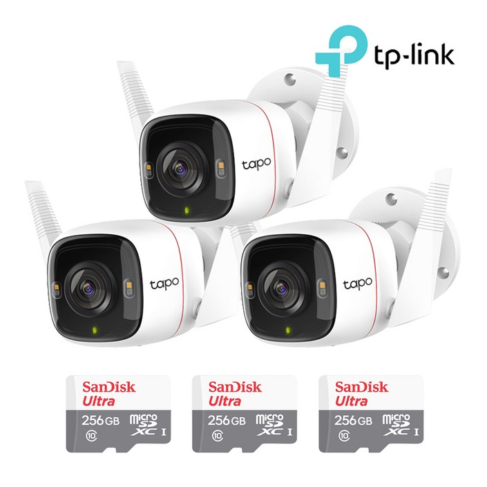 TPLink Tapo C320WS+256GB Micro SD카드 3팩 CCTV 세트