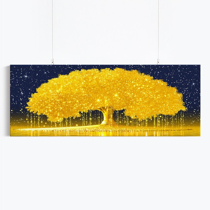 인메이블 돈들어오는 돈나무 3종 그림 황금 별나무 와이드 캔버스 액자 거실 인테리어 풍수 인테리어, 골드 올림액자