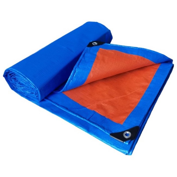 두꺼운 내마모 방수 천, 파란색과 주황색 PE  방수포 2M x 2M~15M x 20M