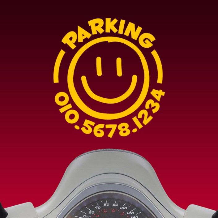 스마일 주차번호스티커 오토바이 차량용 전화번호, 1개, 스몰x노랑