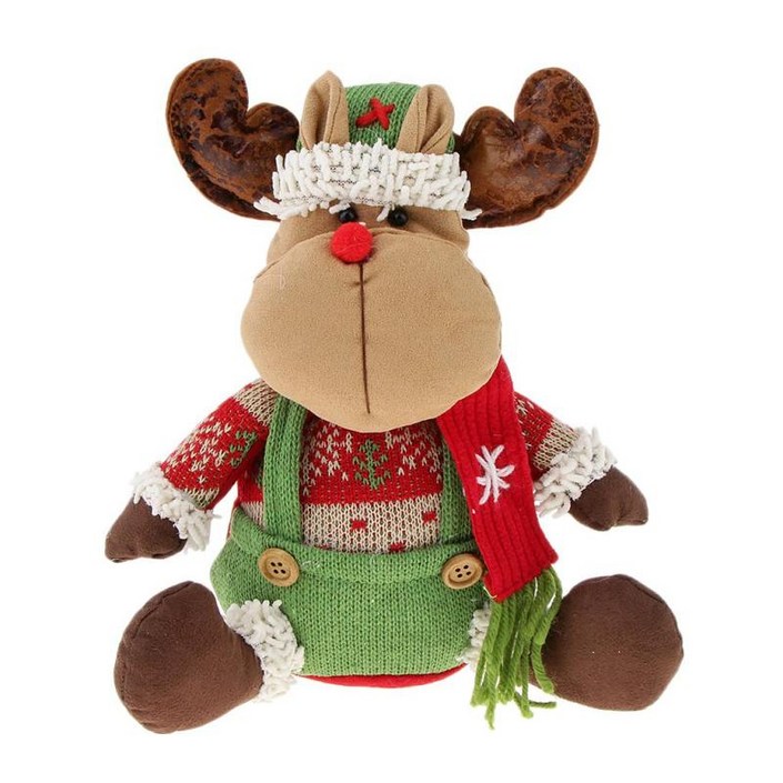 앉아 산타 클로스 눈사람 Wapiti 봉제 인형 크리스마스 장난감 홈 장식