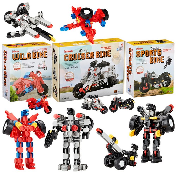 아이링고 바이크시리즈 세트 232pcs 트랜스포머 변신로봇 관절 블럭 장난감, 혼합색상