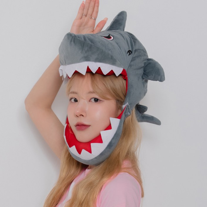 말랑마쥬 배드몬스터 파티 모자 공룡 상어 캐릭터 할로윈, 1개, 샤크그레이