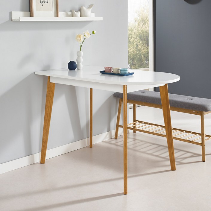 아르텍 화이트 반타원 식탁 테이블 2인용 4인용 다이닝 카페 원형 테이블