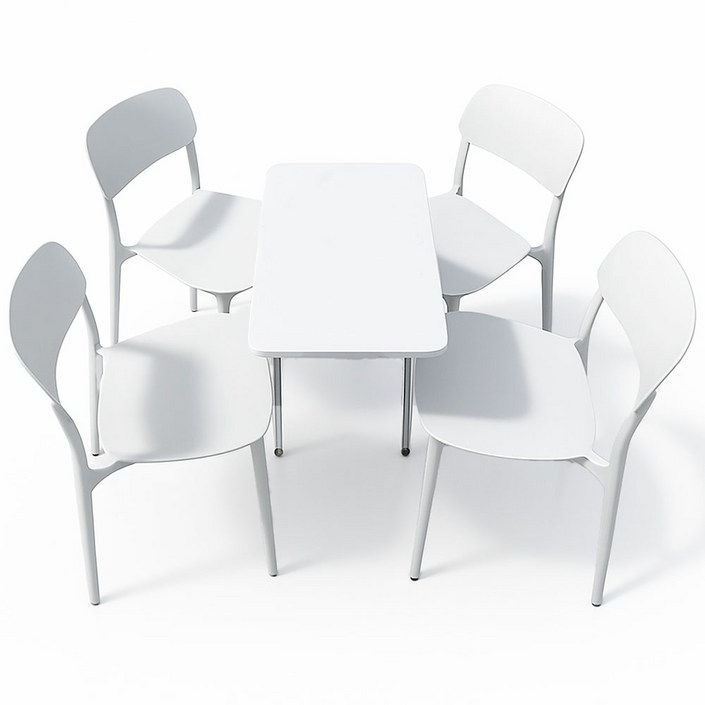 이엔비 일체형 인테리어 식탁의자, 4개, 화이트