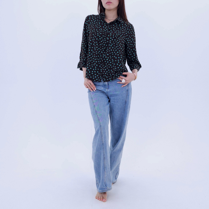 [르비엔] 여성용 커피콩 포인트 여름 블라우스 셔츠 2colors