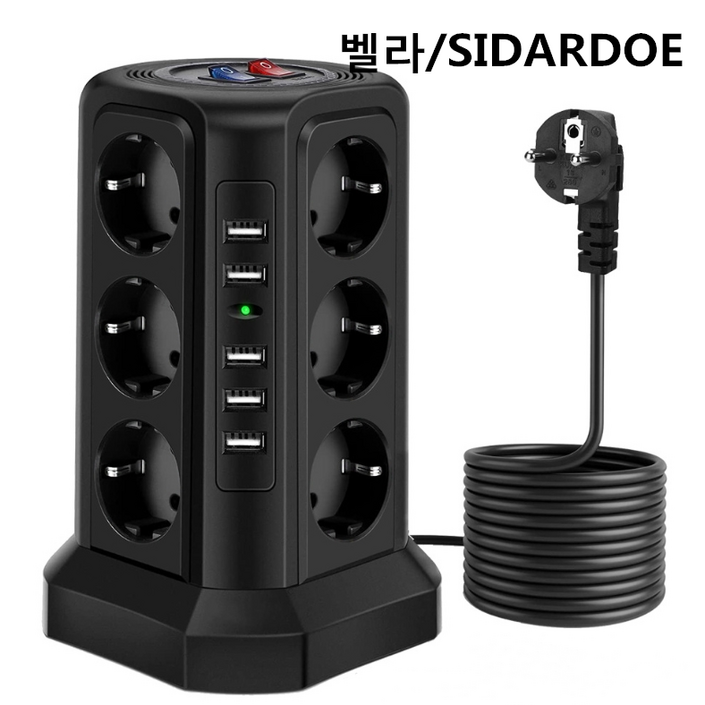 타워형 멀티탭 17구 2500w 고용량 멀티탭, 1개, 1.8m, 블랙 타워형 멀티탭 17구 2500w 고용량 멀티탭, 1개, 1.8m, 블랙