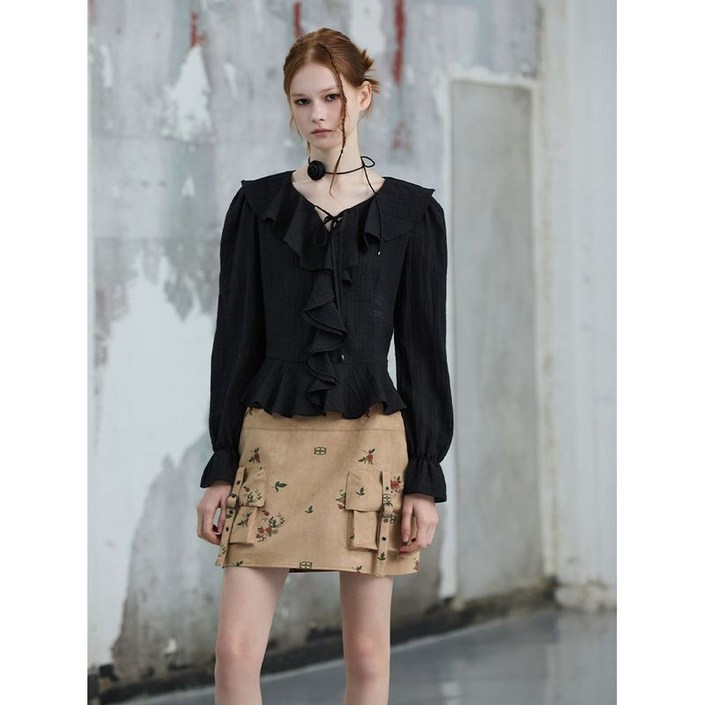 에고이스트 ER3OBL02 러플 쉬폰 블라우스 24년 가을