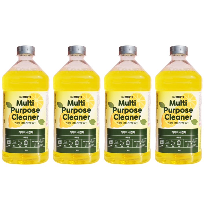 말표 다목적 세정제 레몬향 1.88L 4개 애견 동물 화장실 악취 냄새제거 탈취 파인솔, 4개, 1.9L