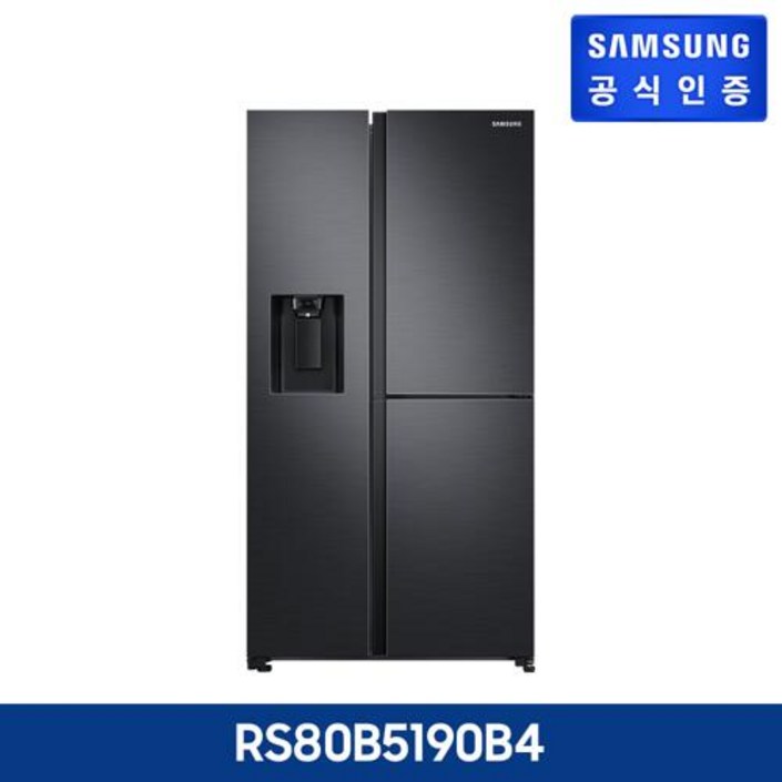 삼성 양문형 정수기 냉장고 3도어 푸드쇼케이스 메탈블랙 [RS80B5190B4] 20221224