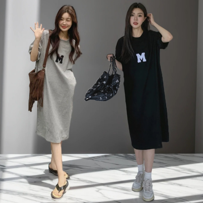 소리제 여성 여름 원피스 롱 티셔츠 11