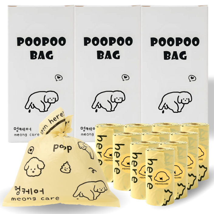 멍케어 강아지 배변봉투 리필형 풉백 똥츄, 1세트, 360개입, 베이지